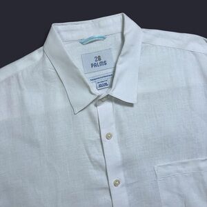 28 Palms 100% Linen Short Sleeve Button Up Size XXL White Hawaiian Relaxed Beach